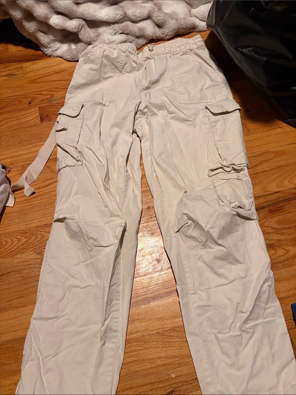 Ultra Flirt Cream Cargo Track Pants with Utility Pockets